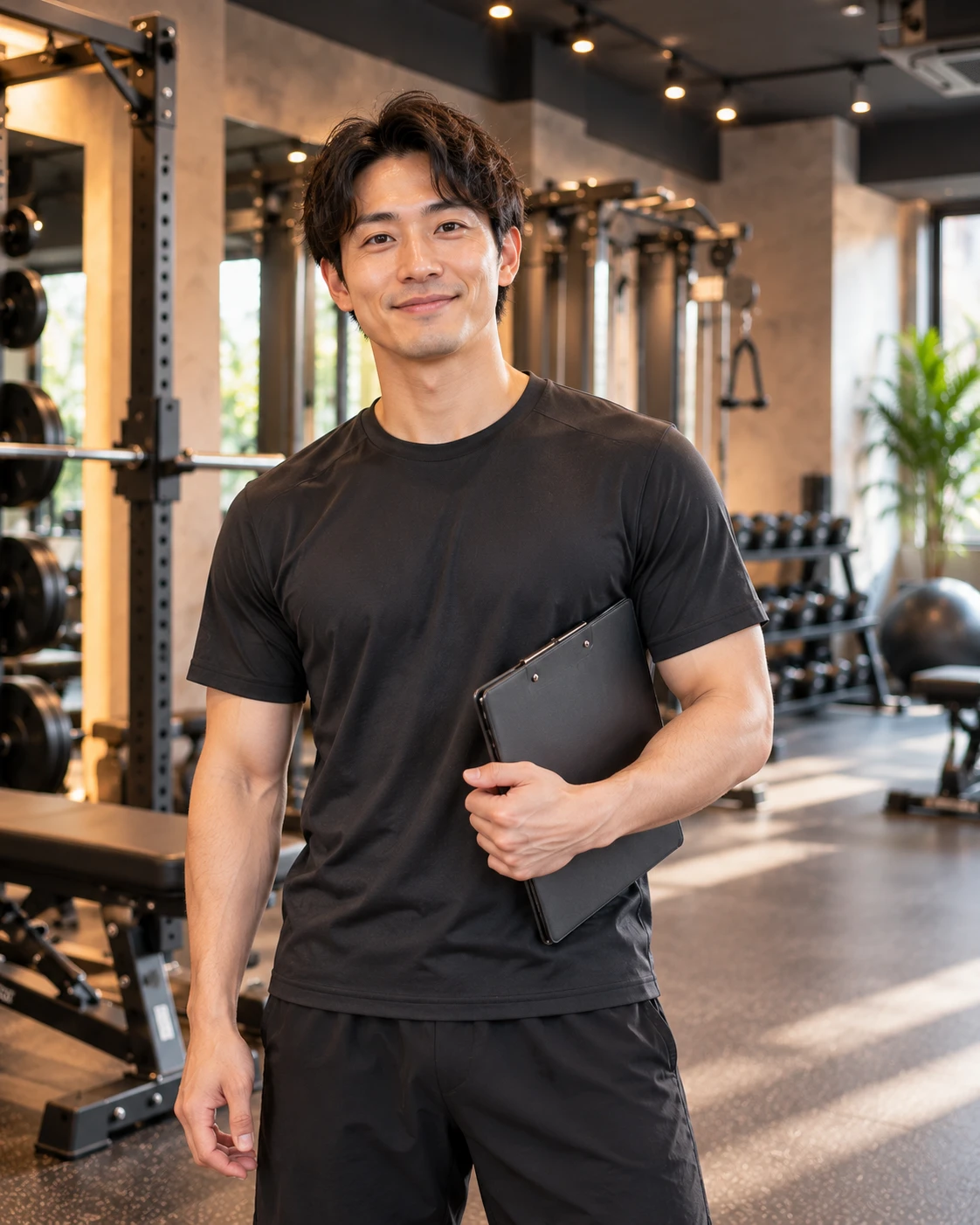 初心者と運動習慣を担当する男性トレーナー