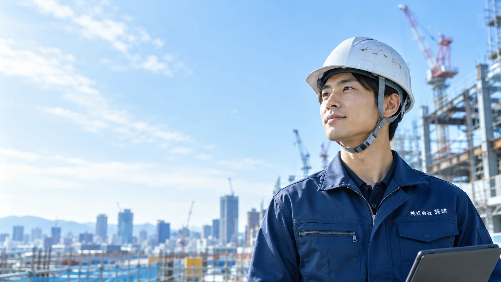 建設現場で街の未来を見据える蒼建の若手社員