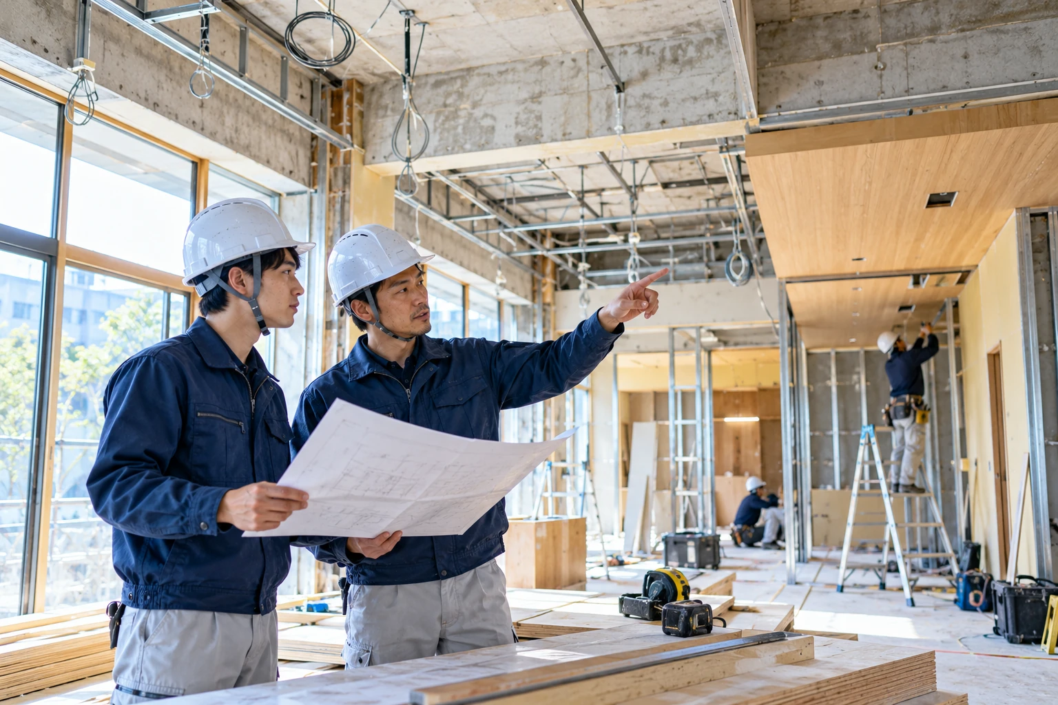 既存建物の内装を丁寧に改修するリノベーション現場
